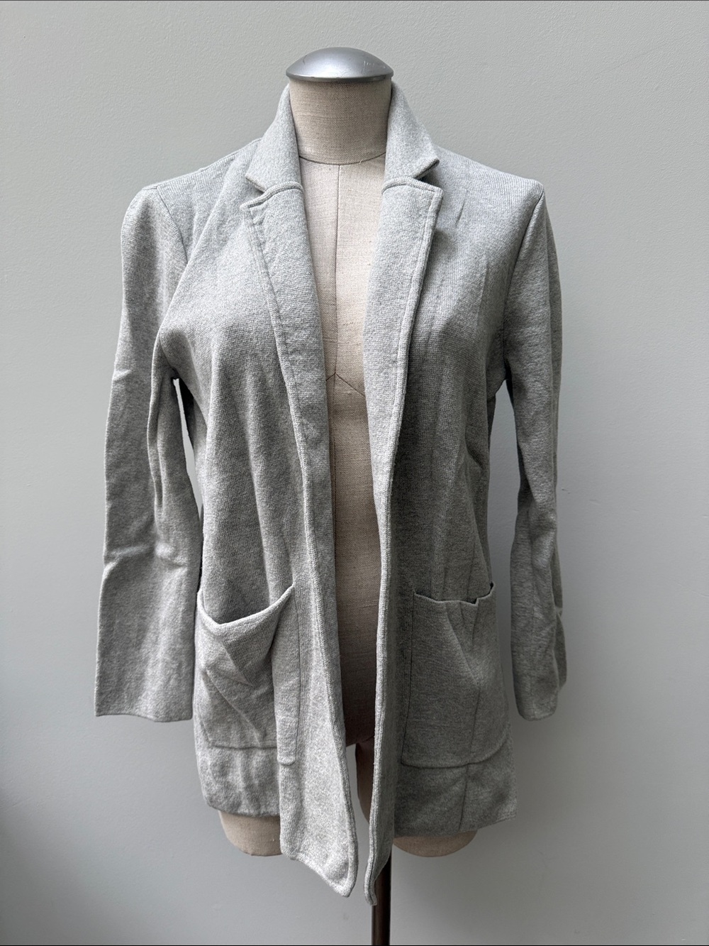 J.Crew Heather Gray Grey Open Front Knit Sweater Blazer - Size M - Picture 2 of 6